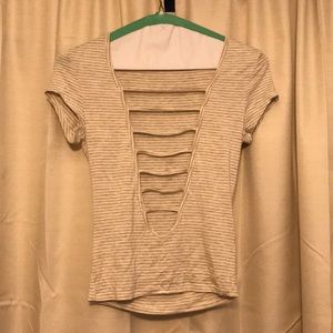 Crossed front striped T-shirt